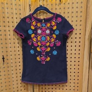 Genuine Kids Navy Dress/top with Floral Embroidery